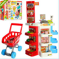 Набор для игры в магазин Супермаркет 668-20 с тележкой, овощи, фрукты, сканер, со светом и звуком