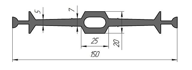 Гидрошпонка ЦД-150К25, ПВХ, ширина 150мм, шов 25мм
