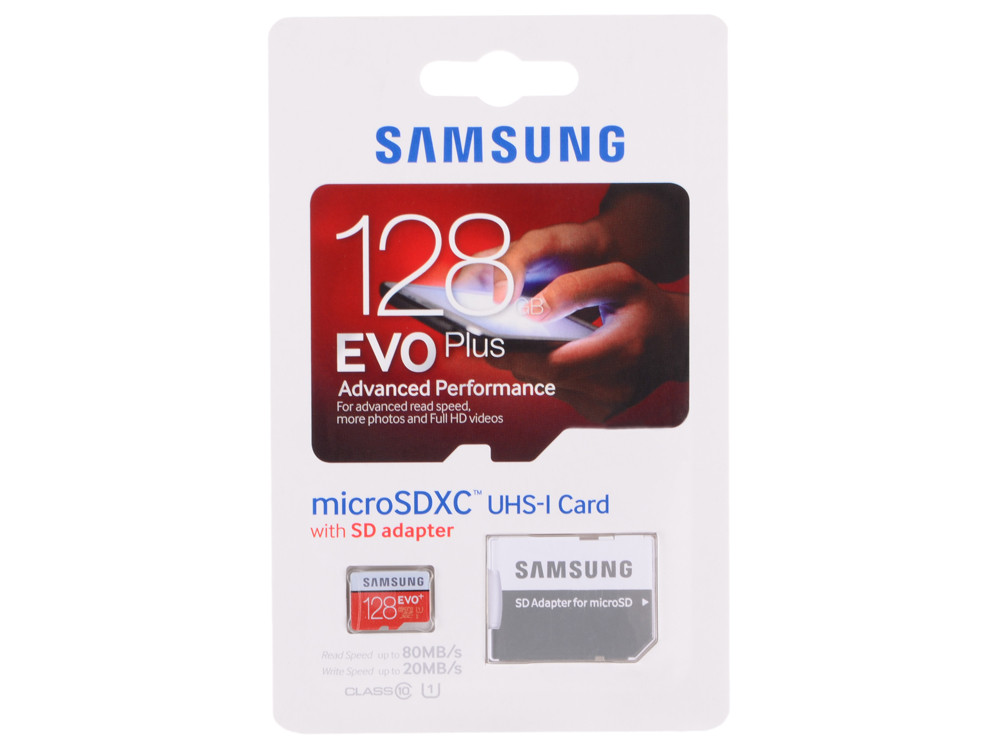 Карта памяти MicroSDXC 128GB Samsung EVO PLUS UHS-I U1, Class 10, 80/20 МБ/с - фото 2 - id-p53490772