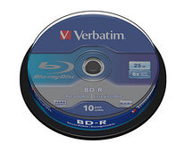 Диск BD-R 25Gb 6x Verbatim CakeBox (Blu-ray)