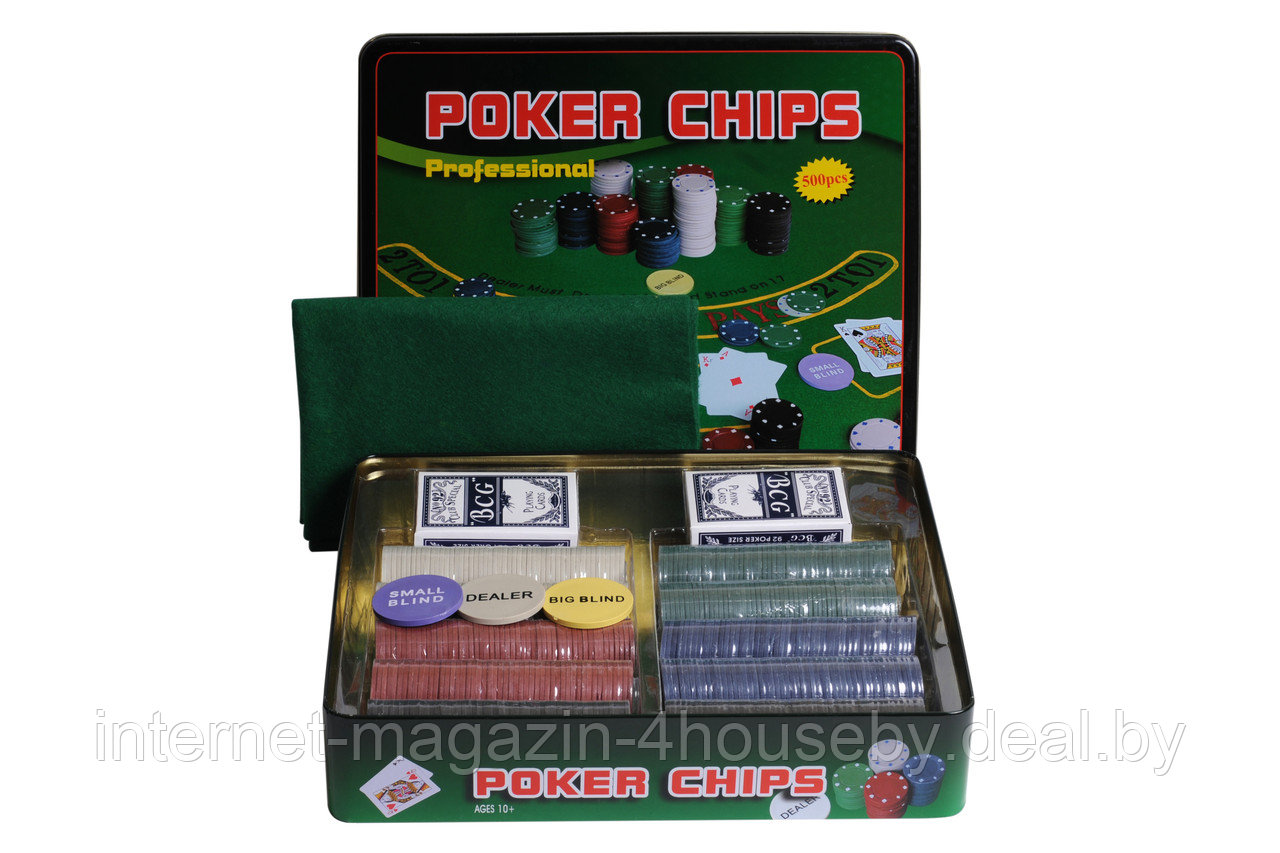 Набор для покера Holdem Light на 500 фишек с номиналом - фото 1 - id-p53584747