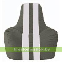 Кресло мешок Спортинг тёмно-серый - белый С1.1-357