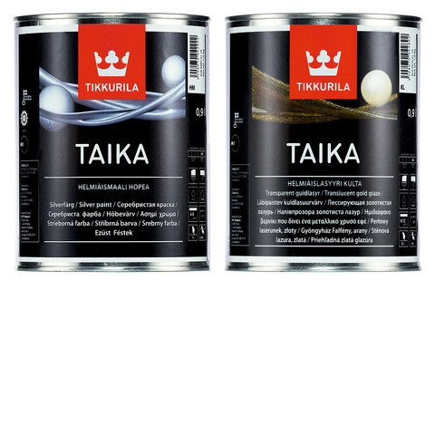 Тайка одноцветная перламутровая лазурь (золотистая) -Tikkurila  Taika 0,9 л