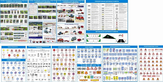 Плакаты ЗНАКИ, РАЗМЕТКА и БЕЗОПАСНОСТЬ ДОРОЖНОГО ДВИЖЕНИЯ Р-Р 70*100 СМ, каждый - фото 1 - id-p1935773