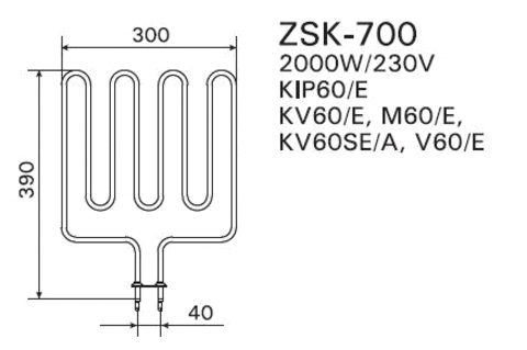 ТЭН Harvia ZSK-700 2000 Вт для Trendi KIP60(E), Topclass (Combi) KV60(E)(SE(A)), Sound M60(E), Termonator Stee - фото 2 - id-p53797178