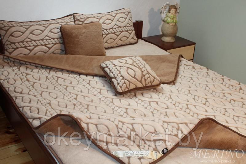 Одеяло с открытым ворсом из шерсти Camel Косичка  .Размер 180х200