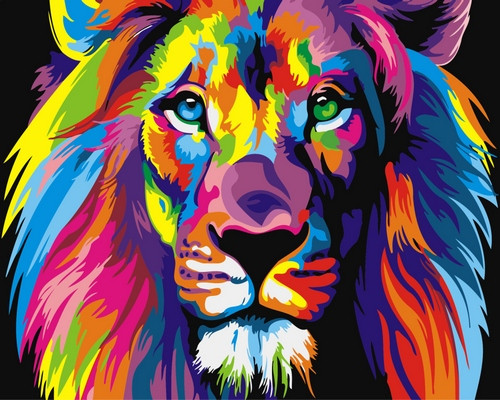 Картина по номерам Разноцветный лев 30х40 см