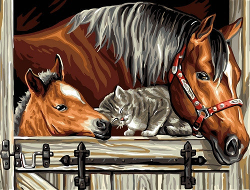 Картина по номерам Котёнок в конюшне 30х40 см, фото 2