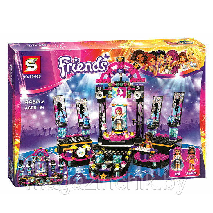 Конструктор 10406 Bela Friends Сцена Поп-звезды 448 дет. аналог Лего (LEGO) Френдс 41105