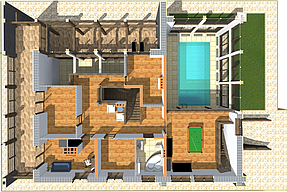 Планировка двухэтажного дома с бассейном 2 этаж