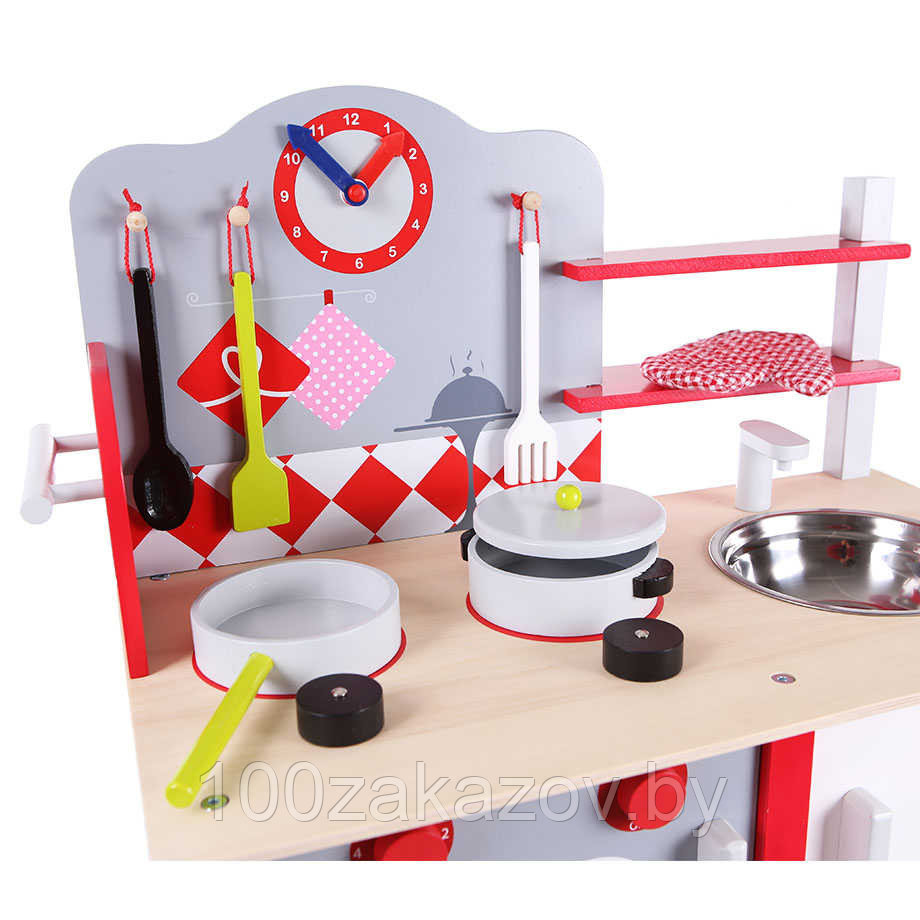 Игрушка для девочек детская кухня. Кухня Eco toys деревянная.