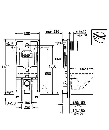 Инсталляция для подвесного унитаза GROHE Rapid SL 38721001, фото 2