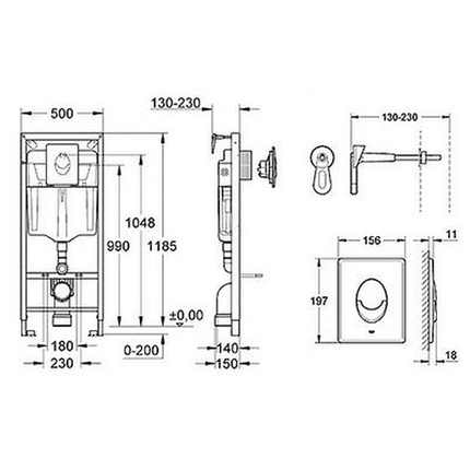 Инсталляция для подвесного унитаза GROHE Rapid SL 38722001, фото 2