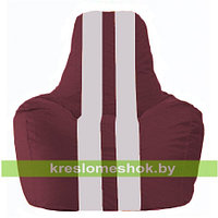 Кресло мешок Спортинг бордовый - белый С1.1-312