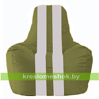 Кресло мешок Спортинг оливковый - белый С1.1-231