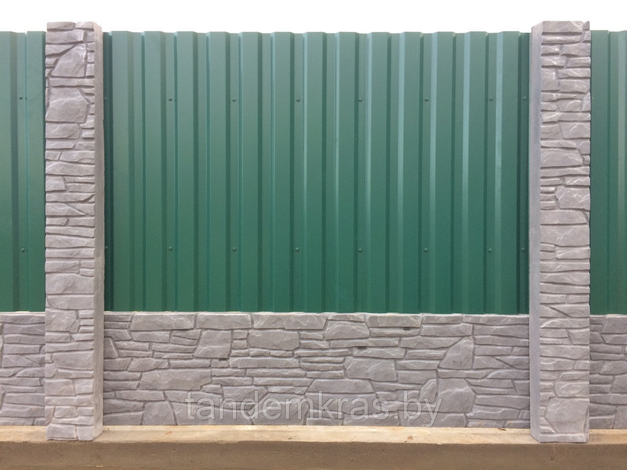 Бетонный забор "Сланец» комбинированный с металлопрофилем - фото 1 - id-p43725352