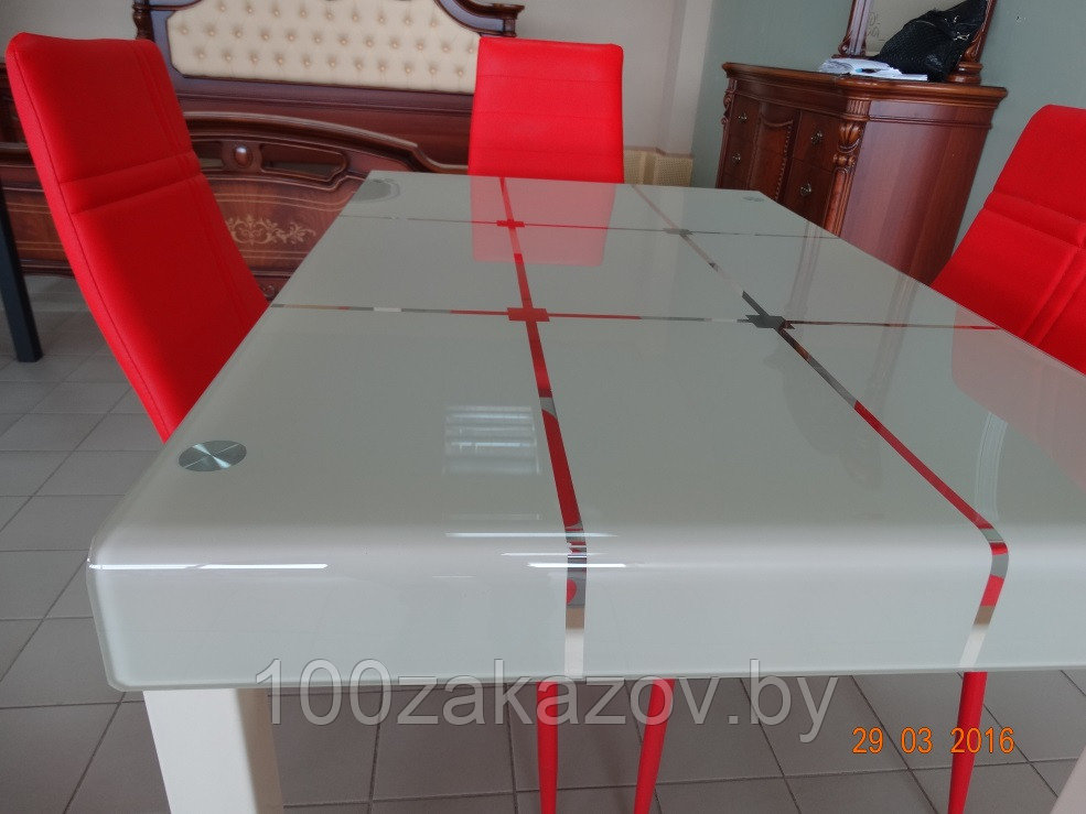 Стеклянный обеденный стол не раздвижной 1100Х700Х750. Кухонный стол стеклянный А-105 - фото 4 - id-p33992369