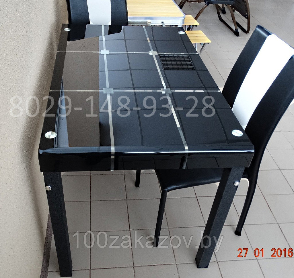 Стеклянный обеденный стол 1270Х800Х750. Кухонный стол стеклянный А-105L - фото 2 - id-p34785797