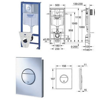 Инсталляция для подвесного унитаза GROHE Rapid SL 38813001, фото 2