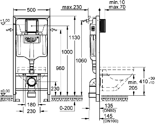 Инсталляция для подвесного унитаза GROHE Rapid SL 38929000, фото 2