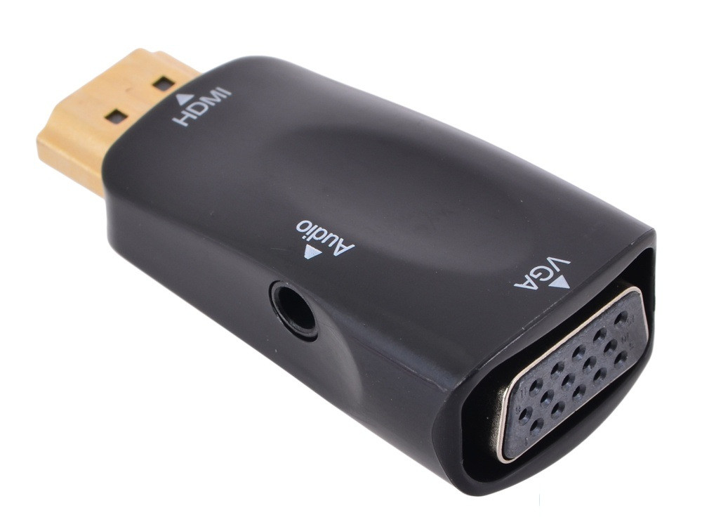 Преобразователь ORIENT HDMI в VGA (HDMI папа - VGA мама) с аудио-выходом 3,5 мм. 