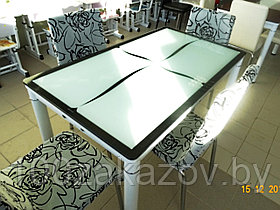 Стол кухонный стеклянный  А63-127  рисунок. Обеденный не раскладной стол.