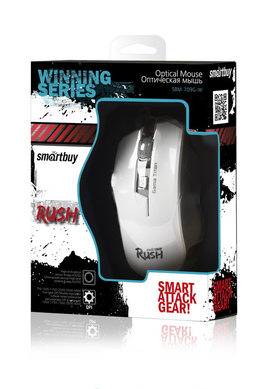 Игровая оптическая проводная мышь Smartbuy SBM-709G-W, 7 кнопок, 1000-4000dpi, подсветка - фото 5 - id-p54014259