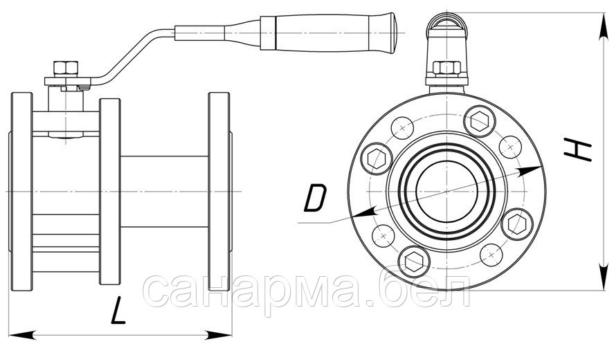 Кран шаровый стальной фланцевый (газовый) КШШС 80-16У полнопроходной - фото 2 - id-p54023528