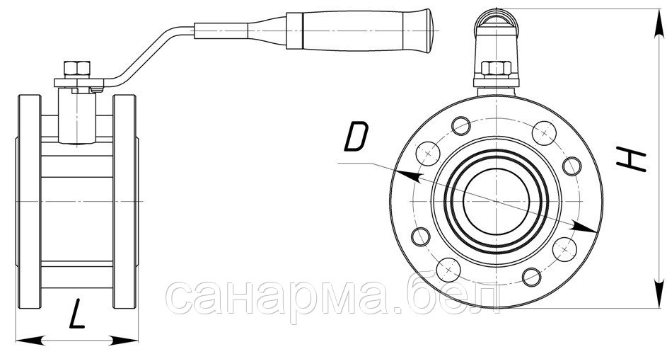 Кран шаровый стальной фланцевый (газовый) КШШС 40-25 полнопроходной компактный