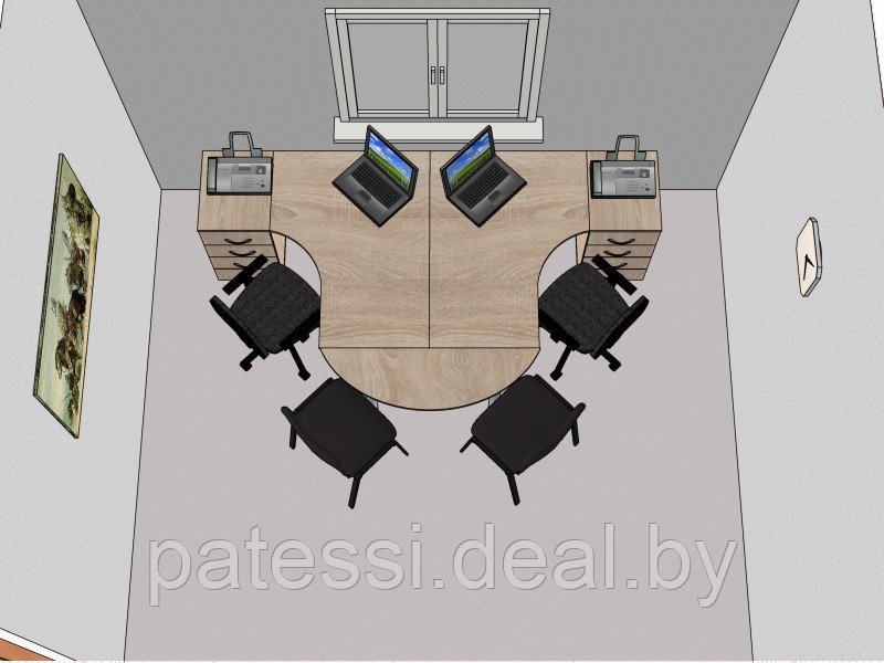 Комплект офисной мебели для офиса П-3 на 2 рабочих места - фото 1 - id-p54029207