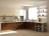Угловая кухня с комбинированными фасадами из акрила цвет фиалка и белый, фото 10