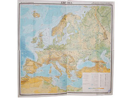 Учебная карта "Европа" (физическая) для средней школы (матовое, 2-стороннее лам.)