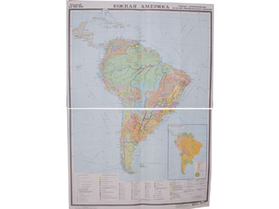 Учебная карта "Южная Америка" (соц.-экономическая) (матовое, 2-стороннее лам.) - фото 1 - id-p54116685