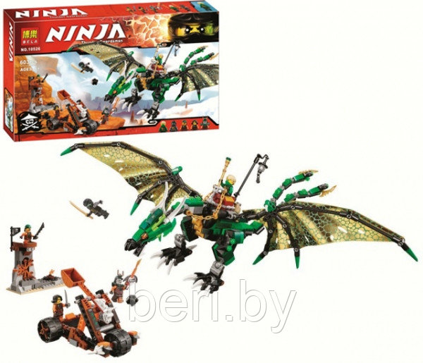 Конструктор Bela Ninja 10526 Зеленый дракон 603 детали (аналог Lego Ninjago 70593) - фото 3 - id-p54117361