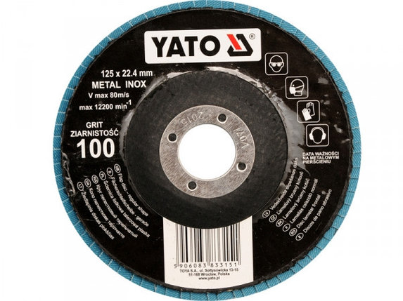 Круг лепестковый тарельчатый 125 мм-Р60 INOX YATO YT-83313, фото 2