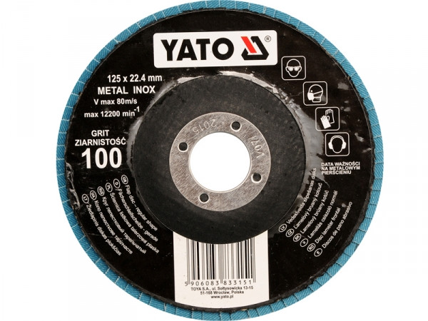 Круг лепестковый тарельчатый 125 мм-Р60 INOX YATO YT-83313 - фото 1 - id-p43972117