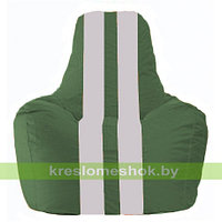 Кресло мешок Спортинг тёмно-зелёный - белый С1.1-76