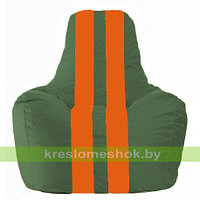 Кресло мешок Спортинг тёмно-зелёный - оранжевый С1.1-67