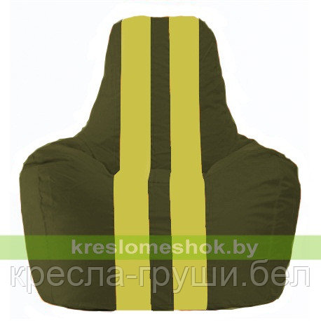 Кресло мешок Спортинг тёмно-оливковый - жёлтый С1.1-57, фото 2