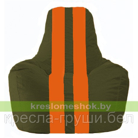 Кресло мешок Спортинг тёмно-оливковый - оранжевый С1.1-56, фото 2