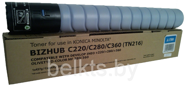 Тонер-картридж для Konica Minolta Bizhub C220/280/360 TN216C/TN319C Cyan (Tomoegawa)