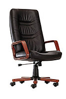 Кресло руководителя МИНИСТР на деревянной крестовине для работы дома и в офисе, MINISTER Extra в коже ECO