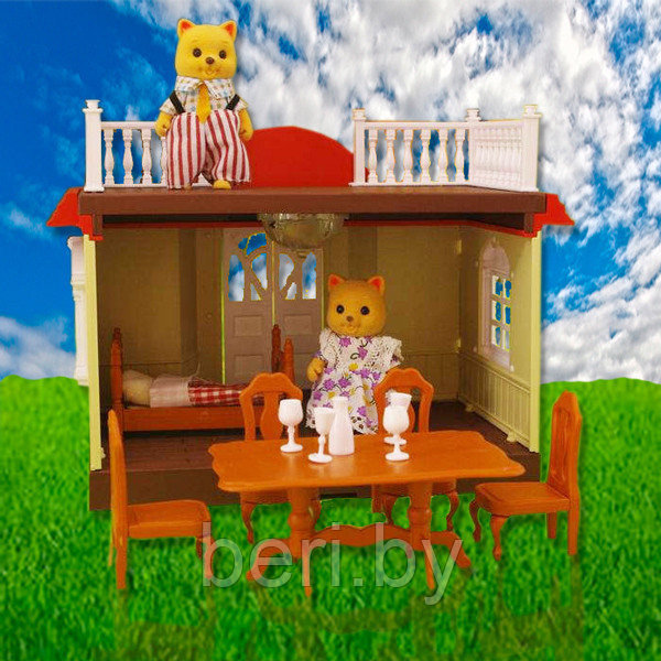 Игровой домик для зверюшек Happy family, домик для кукол арт.012-04 (аналог Sylvanian families) с аксессуарами - фото 2 - id-p54197700