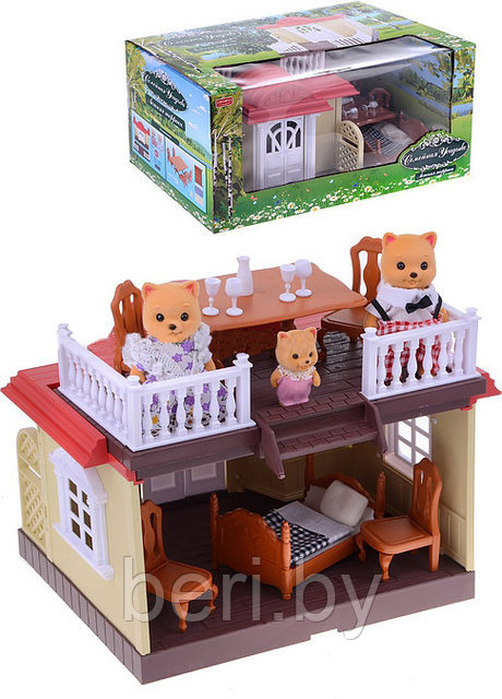 Игровой домик для зверюшек Happy family, домик для кукол арт.012-04 (аналог Sylvanian families) с аксессуарами - фото 1 - id-p54197700