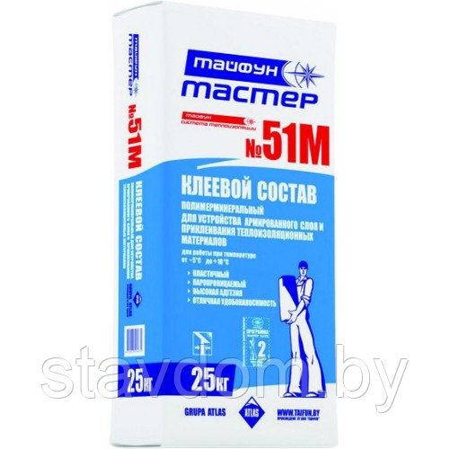 Клей для теплоизоляции Тайфун Мастер № 51 (25 кг.) - фото 2 - id-p41719270