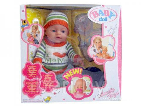 Кукла интерактивная Baby Doll (Бэби Дол) 9 функций, 9 аксессуаров, аналог Беби Борн (Baby Born) 8001 - фото 2 - id-p54336226