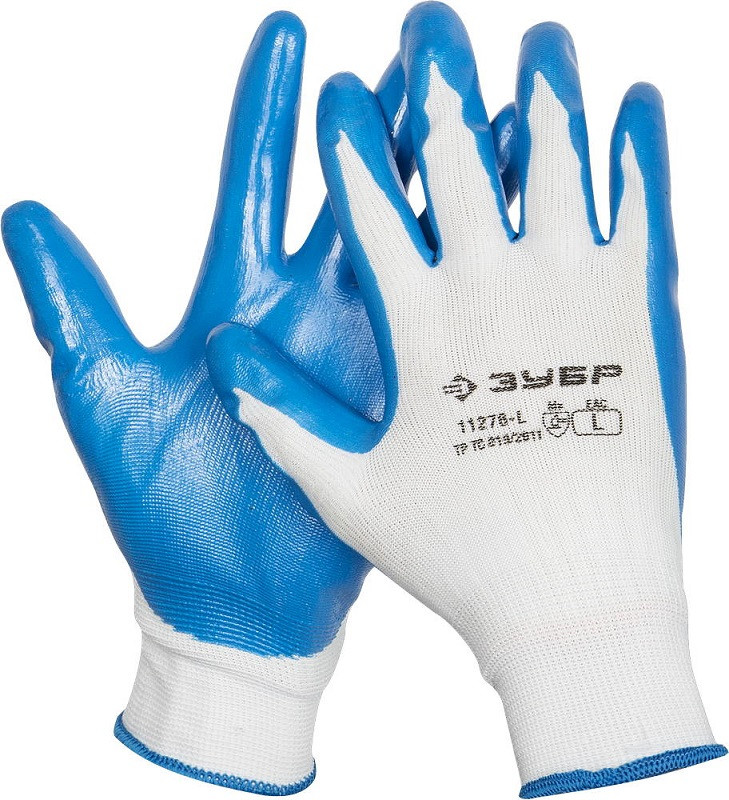 Перчатки ЗУБР "Мастер" маслостойкие для точных работ, с нитриловым покрытием, размер L - фото 1 - id-p54389984