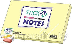 Стикеры Stick notes 76х127 мм., жёлтый, пастель, 100 листов
