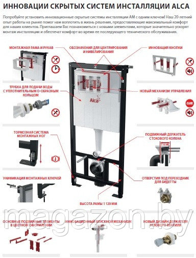 Alcaplast AM101/850 Sadromodul Скрытая система инсталляции для сухой установки - фото 4 - id-p54503055