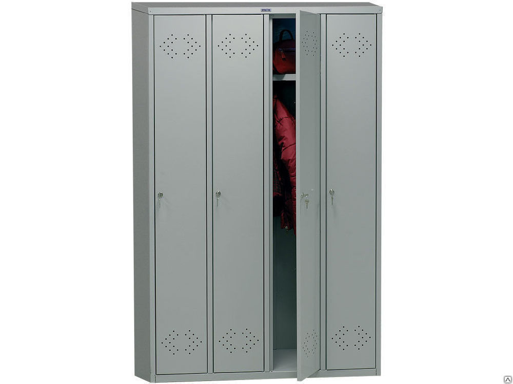 Шкаф для одежды в раздевалку металлический Практик ШГР-ЛС-41.